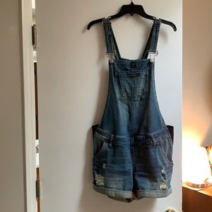 Indigo Blue Maternity Overall Shorts Size Small